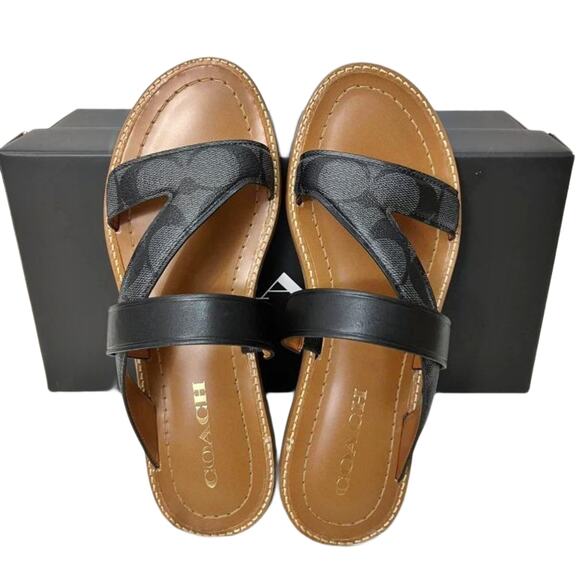 COACH HARLAN SLIP ON SANDALS IN BLACK - SIZE 10 - Picture 1 of 5